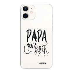 Coque iPhone 12 mini souple transparente Papa you rock Motif Ecriture Tendance Evetane