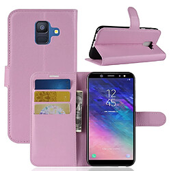 Etui en PU rose pour votre Samsung Galaxy A6 (2018) 