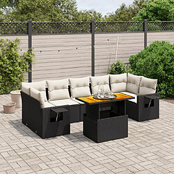 vidaXL Salon de jardin 8 pcs avec coussins noir résine tressée 