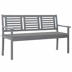 Maison Chic Banc de jardin | Chaise de jardin 3 places avec coussin 150 cm Gris Eucalyptus -GKD18177