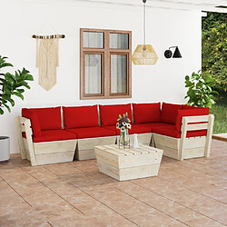 Maison Chic Salon de jardin palette 6 pcs avec coussins - Table et chaises d'extérieur - Mobilier/Meubles de jardin Moderne épicéa imprégné -MN93101