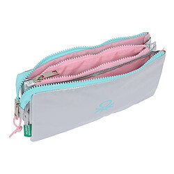 Avis Trousse Fourre-Tout Triple Benetton Silver Argenté 22 x 12 x 3 cm