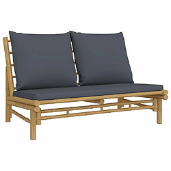 Maison Chic Banc de jardin avec coussins | Banquette de jardin | Chaise Relax gris foncé bambou -MN81330