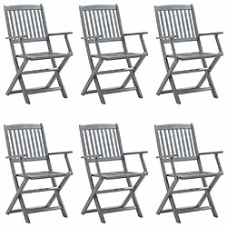 Maison Chic Lot de 6 Chaises pliables d'extérieur avec coussins | chaises de jardin | Fauteuil Relax Bois d'acacia -GKD45292