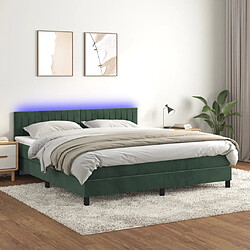 vidaXL Sommier à lattes de lit avec matelas LED Vert foncé 160x200 cm 