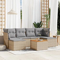 vidaXL Salon de jardin avec coussins 7 pcs beige résine tressée 