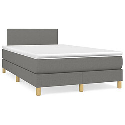 vidaXL Sommier à lattes de lit avec matelas Gris foncé 120x200cm Tissu