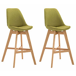 Decoshop26 Lot de 2 tabouret de bar chaise haute design moderne en tissu vert 10_0001298