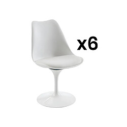 Vente-Unique Lot de 6 chaises en polypropylène, tissu et métal - Blanc - XAFY