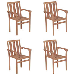 Avis Maison Chic Lot de 4 Chaises de jardin avec coussins,Fauteuil d'extérieur empilables Teck solide -MN69676