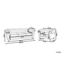 Avis Beliani Ensemble canapé et fauteuil en velours jaune moutarde 4 places CHESTERFIELD