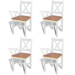 Decoshop26 Lot de 4 chaises de salle à manger cuisine design classique bois de pin blanc CDS021233 