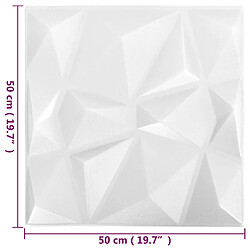 vidaXL Panneaux muraux 3D 12 pcs 50x50 cm blanc diamant 3 m² pas cher