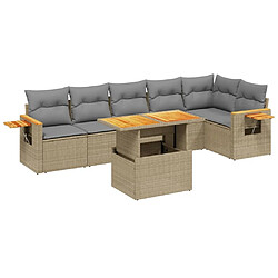 vidaXL Salon de jardin avec coussins 7 pcs beige résine tressée