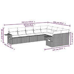 Acheter vidaXL Salon de jardin avec coussins 9 pcs marron résine tressée