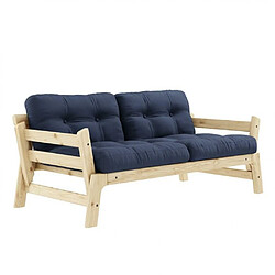 Inside 75 Banquette convertible futon STEP pin massif coloris marine couchage 70*200 cm. 