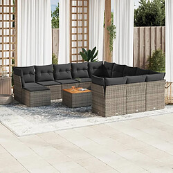 Maison Chic Salon de jardin avec coussins 13 pcs, Ensemble Tables et chaises de jardin, gris résine tressée -GKD962921