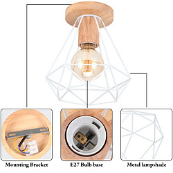 Avis Stoex (2X) Plafonniers Modernes Luminaire Plafonnier en Bois Et Métal Lampe de Plafond Rétro Plafonniers D'Intérieur Blanc Pour Chambre À Coucher Salon