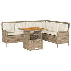 vidaXL Salon de jardin avec coussins 2 pcs beige résine tressée