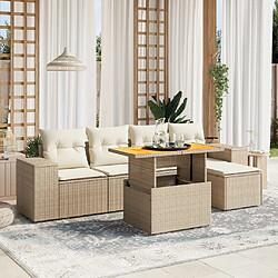 vidaXL Salon de jardin avec coussins 6 pcs beige résine tressée 