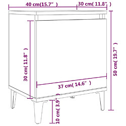 vidaXL Tables de chevet avec pieds en métal noir 40x30x50 cm pas cher