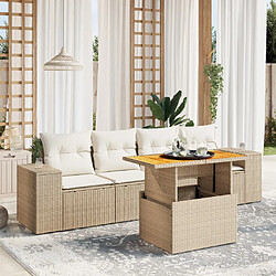 vidaXL Salon de jardin avec coussins 5 pcs beige résine tressée 