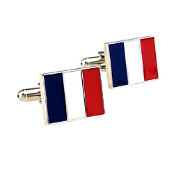 Avis Boutons de Manchette Motif de Drapeau de la France Rectangle Mariage Bijoux Pour Homme