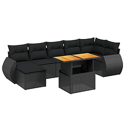 Maison Chic Ensemble Tables et chaises d'extérieur 8 pcs avec coussins,Salon de jardin noir résine tressée -GKD659156