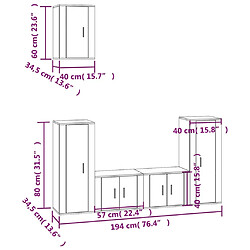 Maison Chic Ensemble de meubles TV 5 pcs pour salon - Gris béton Bois d'ingénierie -MN34434 pas cher