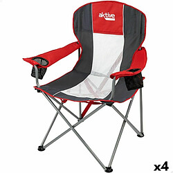 Chaise de camping pliante Aktive Rouge Gris foncé 56 x 98 x 59 cm (4 Unités)