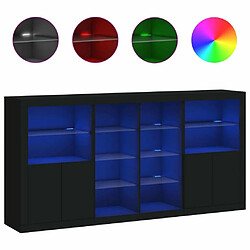 Maison Chic Commode Buffet - Meuble de rangement avec lumières LED noir 202x37x100 cm -GKD74250