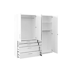 Acheter Vente-Unique Armoire 4 portes et 4 tiroirs - Avec miroir - L200 cm - Blanc - NIDAWO