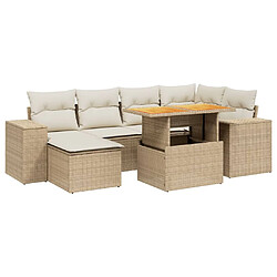 vidaXL Salon de jardin avec coussins 7 pcs beige résine tressée