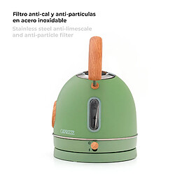 Bouilloire Caprizze Nara 2200 W en Acier Inoxydable avec Thermomètre Intégré Capacité 1,8 L Vert Mat et Effet Bois pas cher