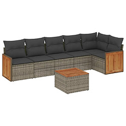 vidaXL Salon de jardin avec coussins 7 pcs gris résine tressée