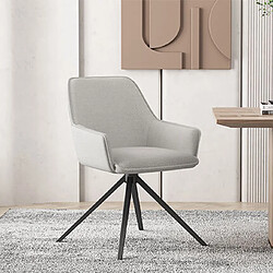 Mes Lot de 2 fauteuils pivotant 59x61x83,5 cm en tissu gris clair et noir