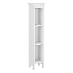 Helloshop26 Meuble colonne pour salle de bain meuble de rangement avec 3 compartiments de stockage ouverts bois composite 80 x 17 x 17 cm blanc 03_0005826