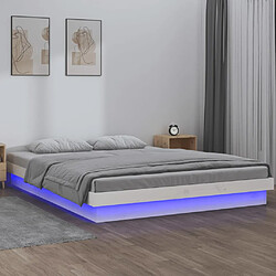 vidaXL Cadre de lit à LED sans matelas blanc 120x200 cm bois massif 