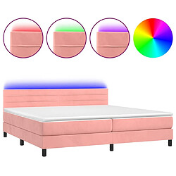 Sommier à lattes et LED,Cadre à lattes de lit avec matelas pour Adulte Rose 200x200 cm -MN66017