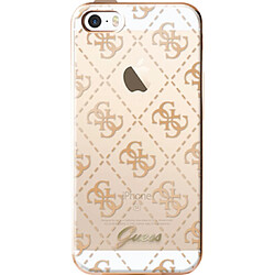 Guess Maroquinerie Coque semi-rigide Guess transparente et doré pour iPhone 5S/SE