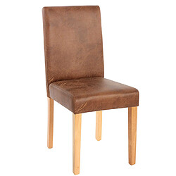 Avis Mendler Lot de 2 chaises de séjour Littau ~ simili-cuir, aspect daim marron, pieds clairs