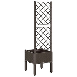 Maison Chic Jardinière,Bac à fleurs avec treillis - pot de fleur marron 40x40x142 cm PP -GKD94882 pas cher