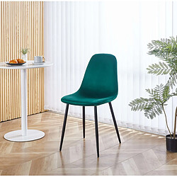 Acheter Hooma Lot de 4 chaises scandinaves confortables en velours et métal - Vert