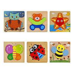 Universal 6 Pcs Puzzle Educatif Animaux en Bois Puzzle 3D Puzzle Educatif Petit Enfant Enfants 3 ans Garçons Filles | 