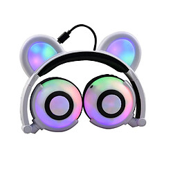 Universal Plier réglable dessin animé fantaisie ours stéréo brillance musique basse recharge casque casque blanc 