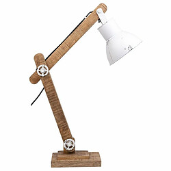 Flexo/Lampe de bureau Alexandra House Living Blanc Métal Fer Bois de manguier 22 x 79 x 17 cm