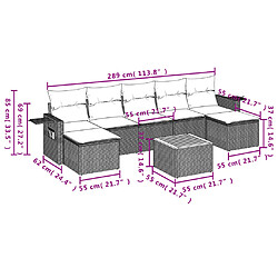 Acheter vidaXL Salon de jardin 8 pcs avec coussins noir résine tressée