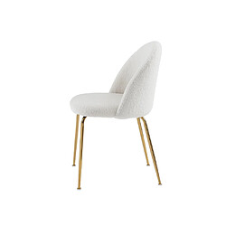 Vente-Unique Lot de 2 chaises - Tissu bouclette et métal doré - Blanc - MELBOURNE pas cher