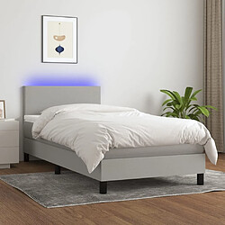 Sommier à lattes et matelas LED,Cadre à lattes de lit pour Adulte Gris clair 100x200 cm Tissu -MN56290