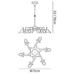 Luminaire Center Suspension Flavia Convertible Semi Plafonnier télescopique rond 6 Ampoules G9, chrome noir